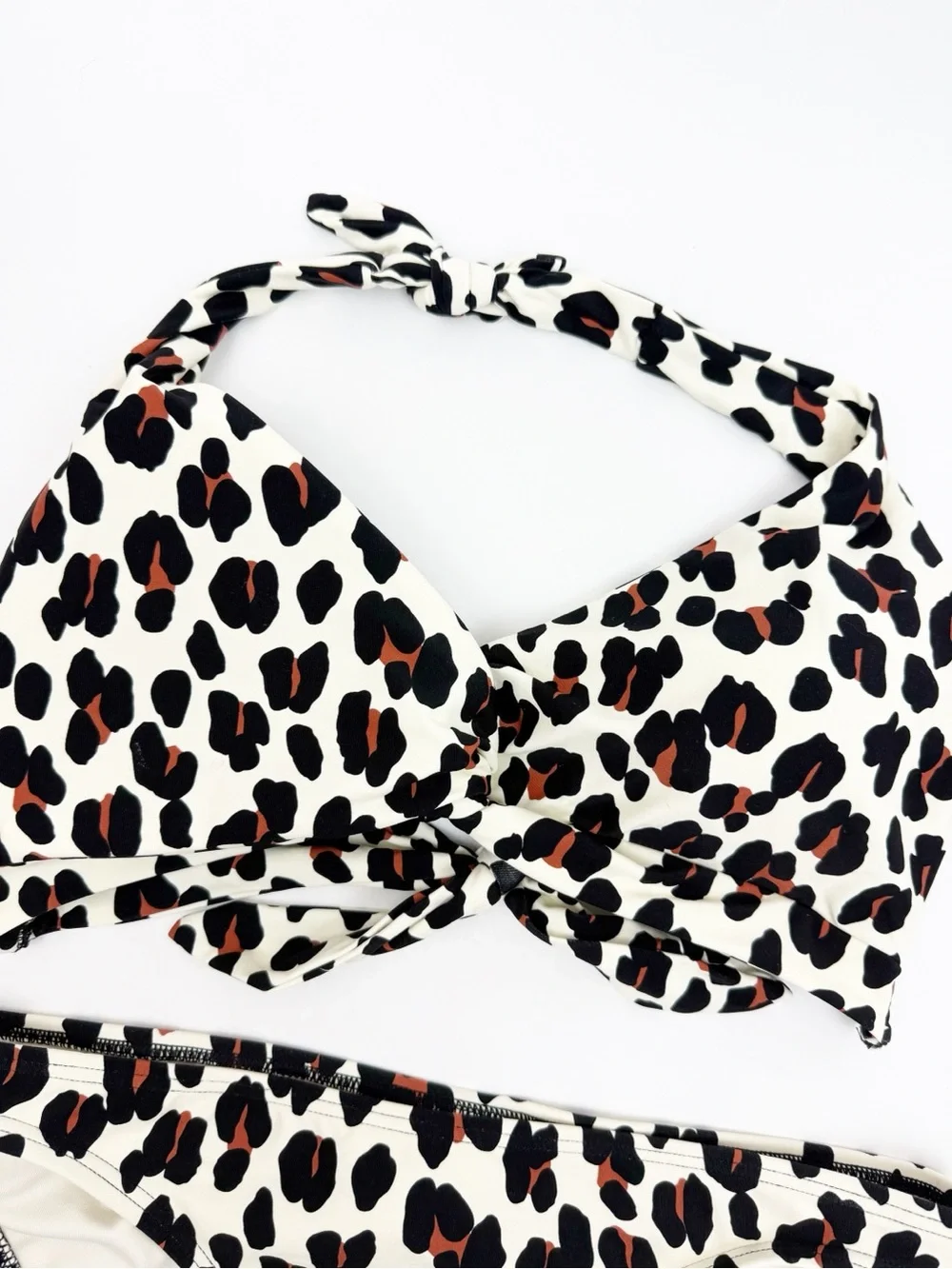 Kate Spade Leopard Animal Print Bikini Set Halter Top Bottoms Two(2) Piece Swim